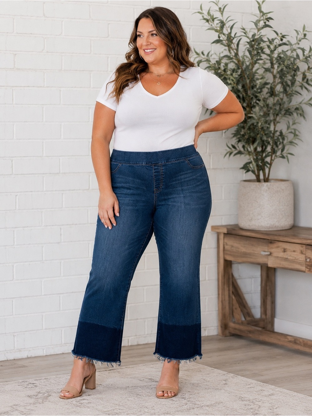 SPANX 26” inseam pull on boot cut tummy control crop Jean size 3X
